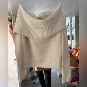 Elegant Off-Shoulder White Sweater